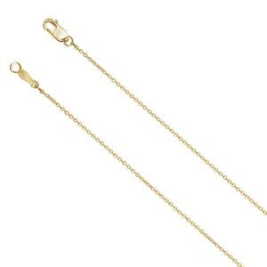 1mm 18k Yellow Gold Solid Cable Chain Lobster Clasp 20 Inch Necklace